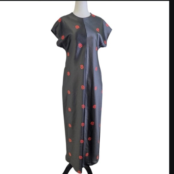 Roucha printed Thick satin Maxi dress - Picture 1 of 6